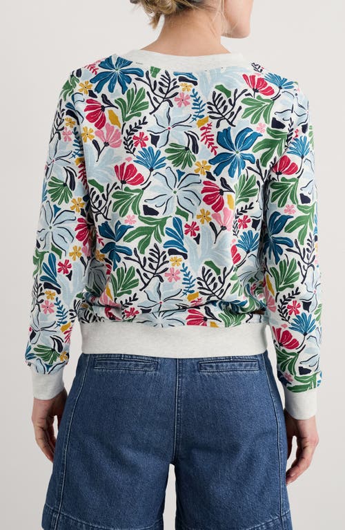 Seasalt Cornwall Bright Wave Floral French Terry Sweatshirt In Seaweed Flower Chalk