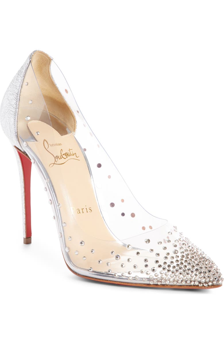 Christian Louboutin Degrastrass Clear Embellished Pump, Main, color,