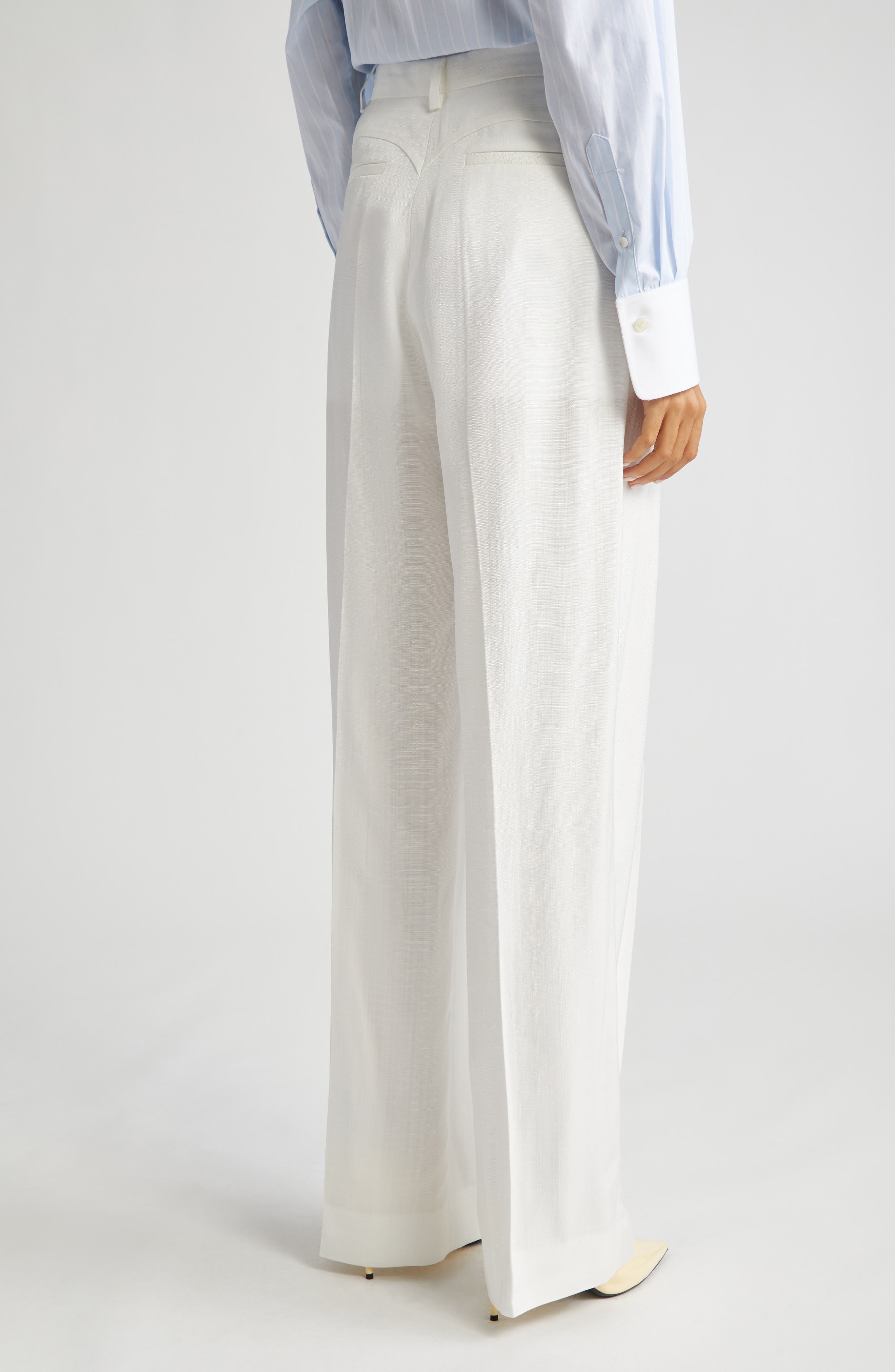 Victoria Beckham High Waist Pleated Wide Leg Trousers (Women ...