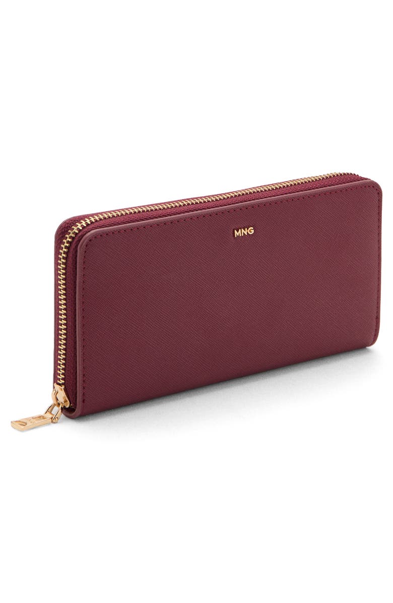 MANGO Faux Saffiano Leather Wallet, Alternate, color, Burgundy