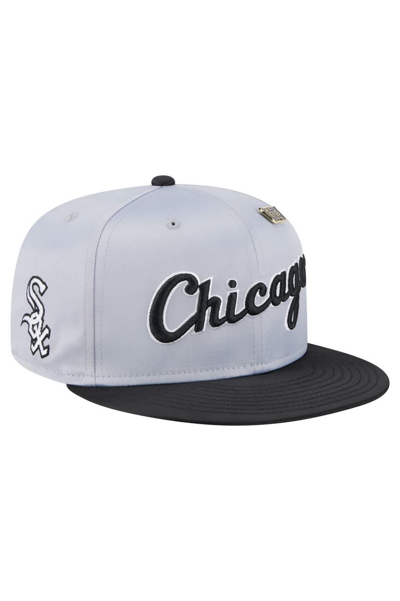 Men's New Era Gray/Black Chicago White Sox Satin 59FIFTY Fitted Hat, Main, color, Gray