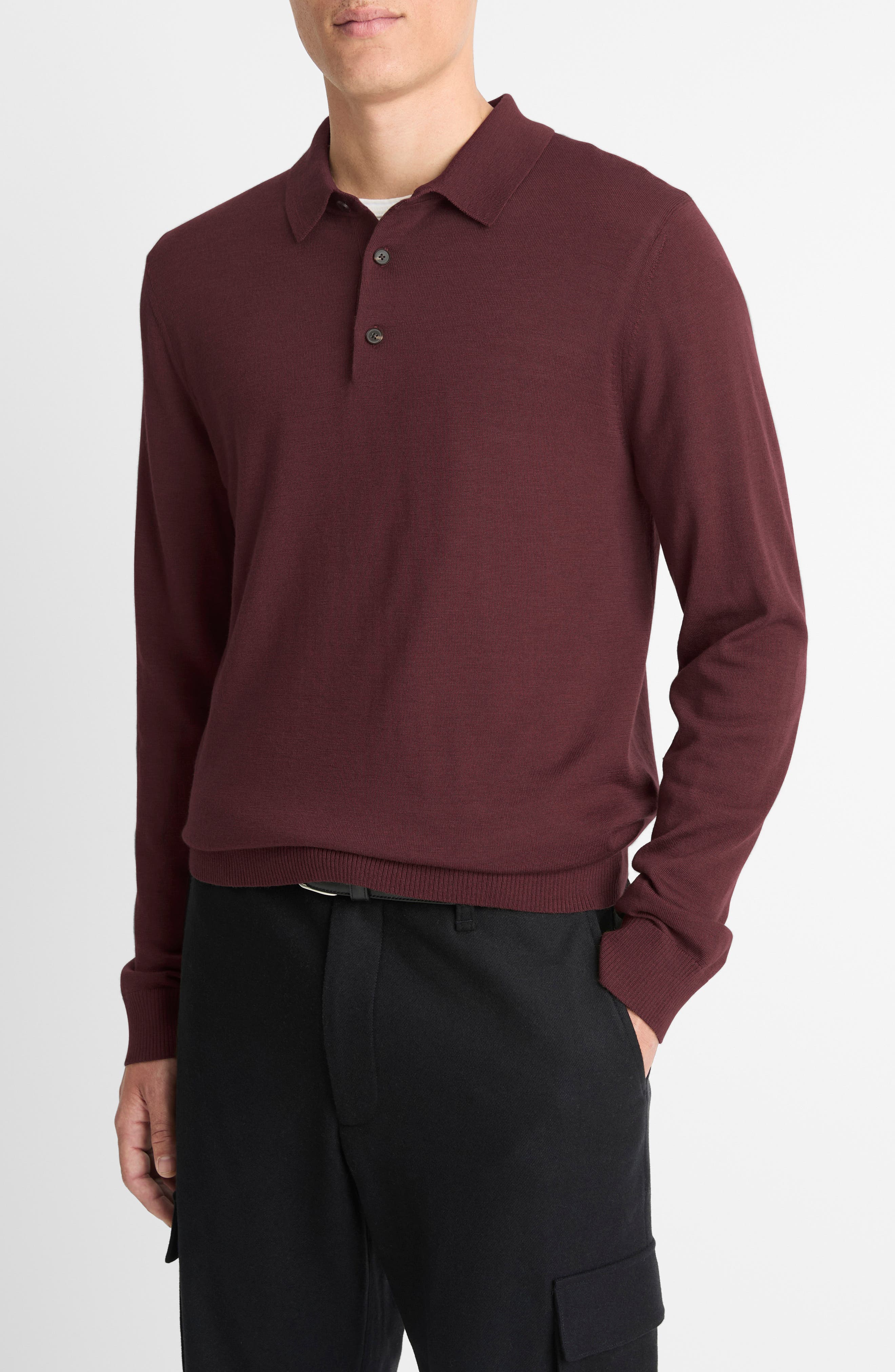 Vince Long Sleeve Merino Wool Polo