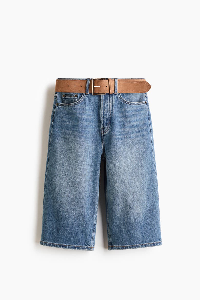 Belted Denim Bermuda Shorts, Main, color, Denim blue