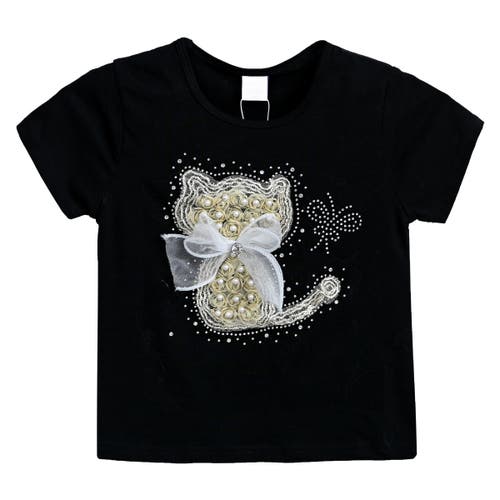 Mimi Tutu Cat-appliqué T-shirt In Black