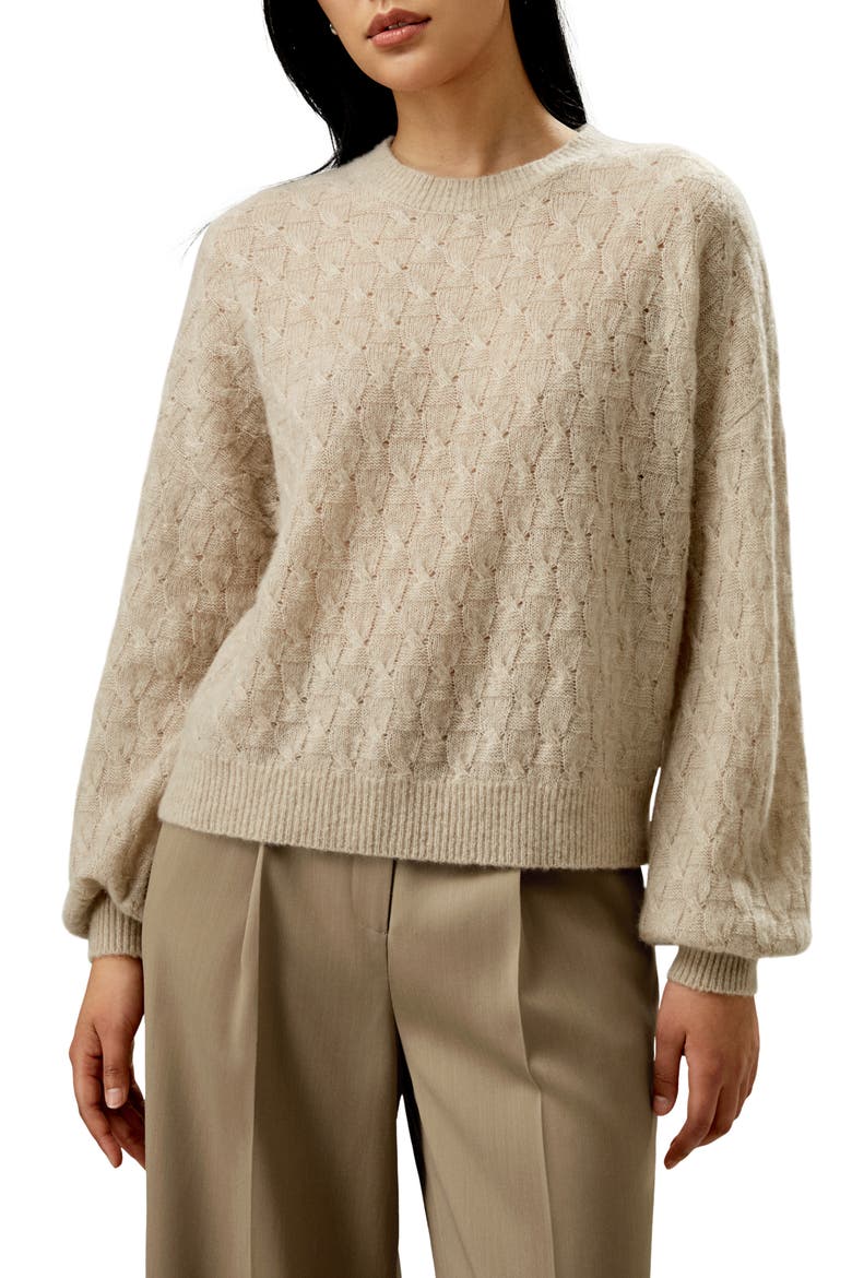 Women's Silk-Cashmere Blend Sweater, Main, color, Beige