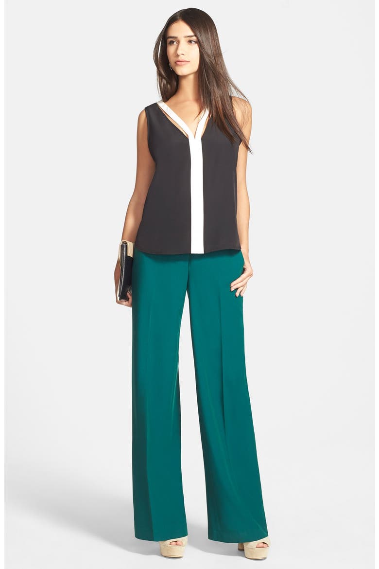 Flat Front Wide Leg Pants, Alternate, color, GREEN BOTANICAL