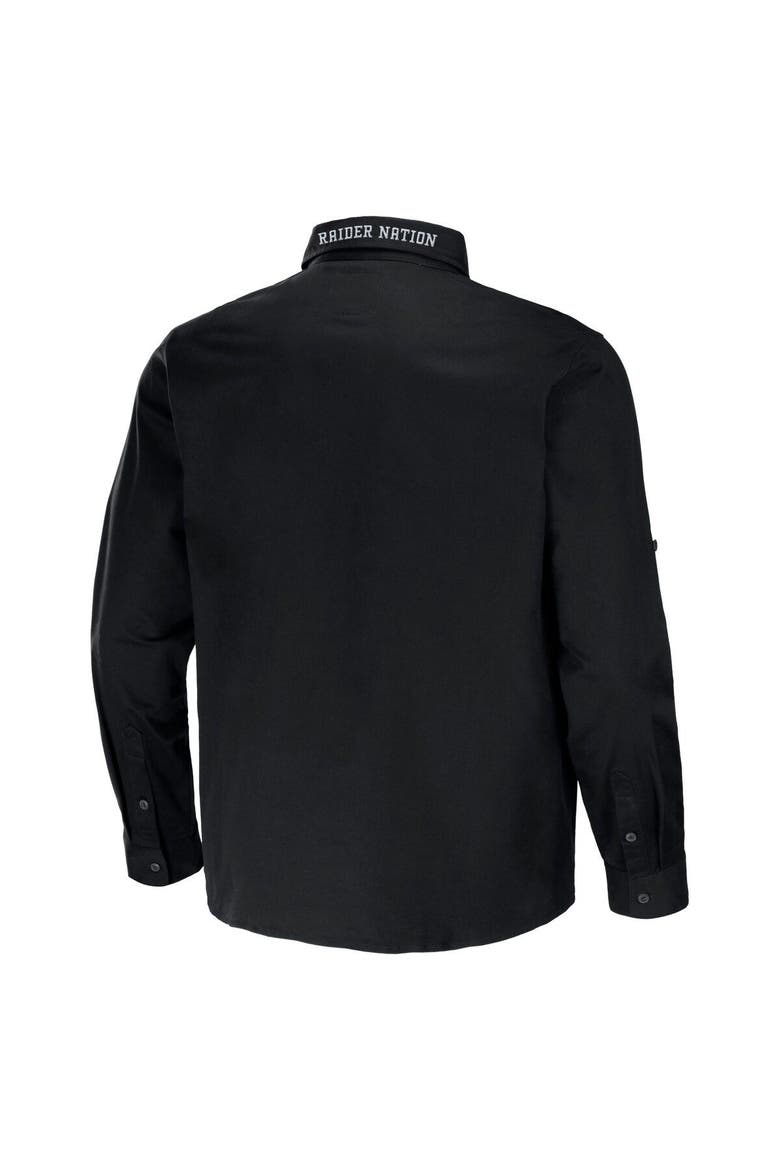 Men's NFL x Darius Rucker Collection by Fanatics Black Las Vegas Raiders Convertible Twill Long Sleeve Button-Up Shirt, Alternate, color, Black