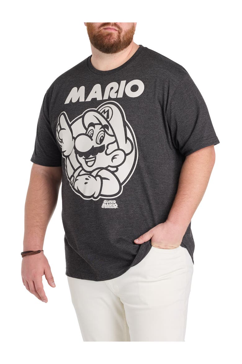 Big & Tall Super Mario Graphic Tee, Main, color, CHARCOAL HEATHER