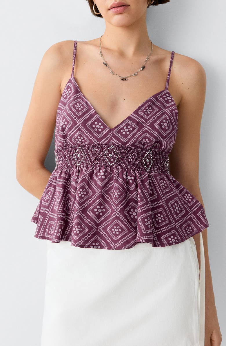 MANGO TEEN Geometric Print Smock Camisole, Main, color, Light/ Pastel Purple
