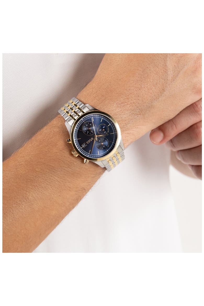 Stratus Chronograph Two-Tone Bracelet Watch, 41mm, Alternate, color, BLUE