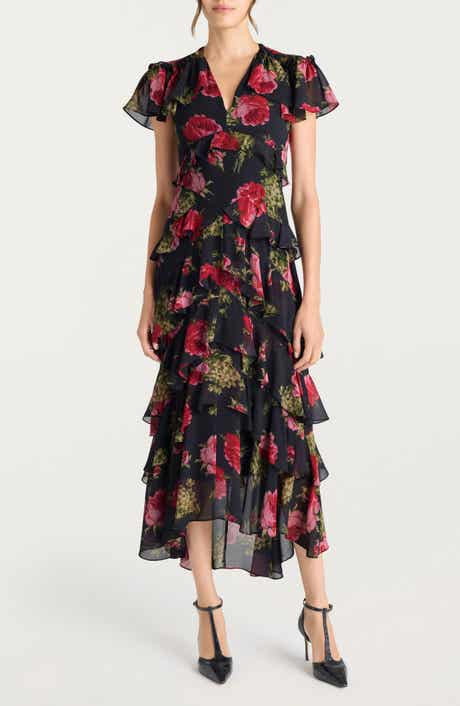 Cinq à Sept Tatum Floral Tiered Ruffle Maxi Dress