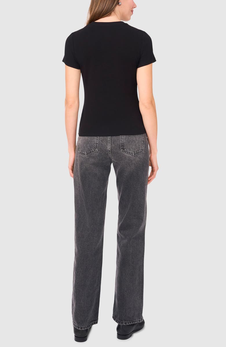 Halogen<sup>®</sup> Rib Stretch Cotton T-Shirt, Alternate, color, Rich Black