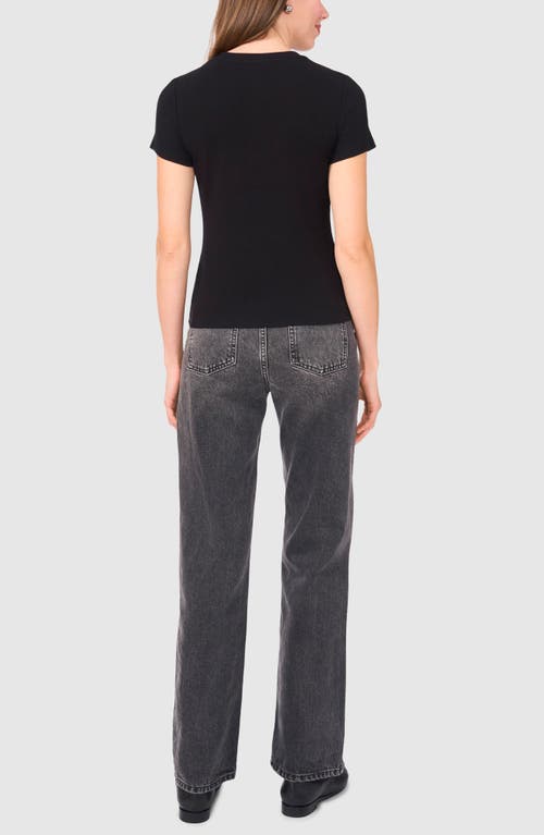 Halogenr Halogen(r) Rib Stretch Cotton T-shirt In Rich Black