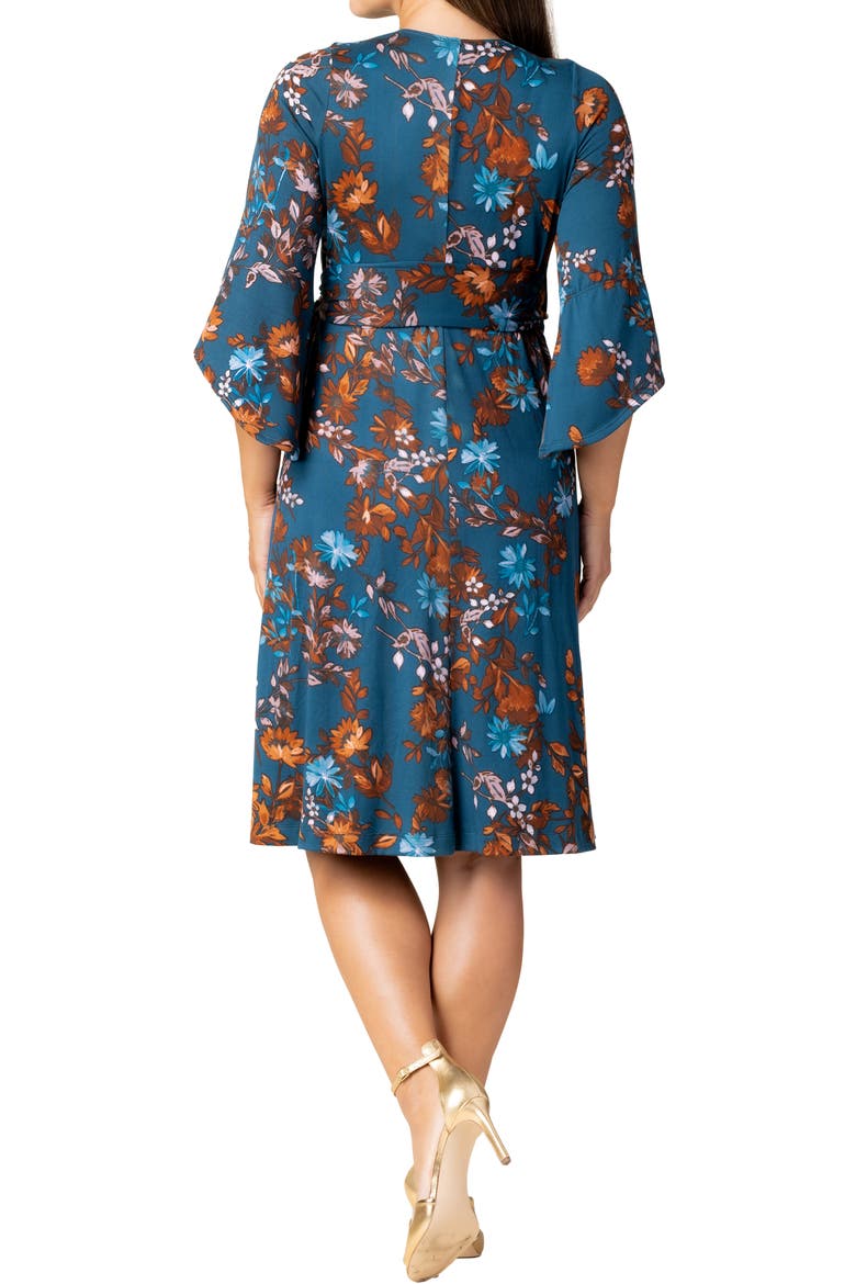Gemini Wrap Dress, Alternate, color, Teal Blue Asters