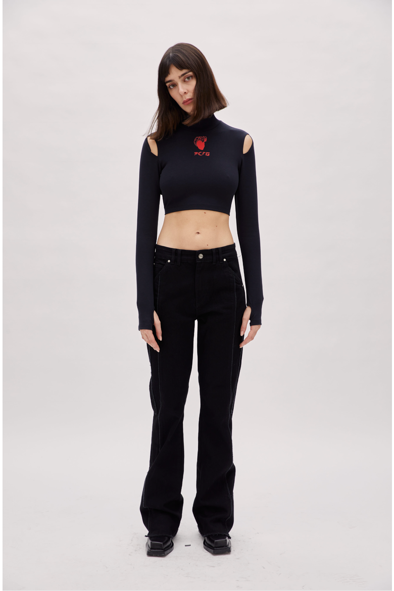 Flare Denim Pant, Alternate, color, BLACK