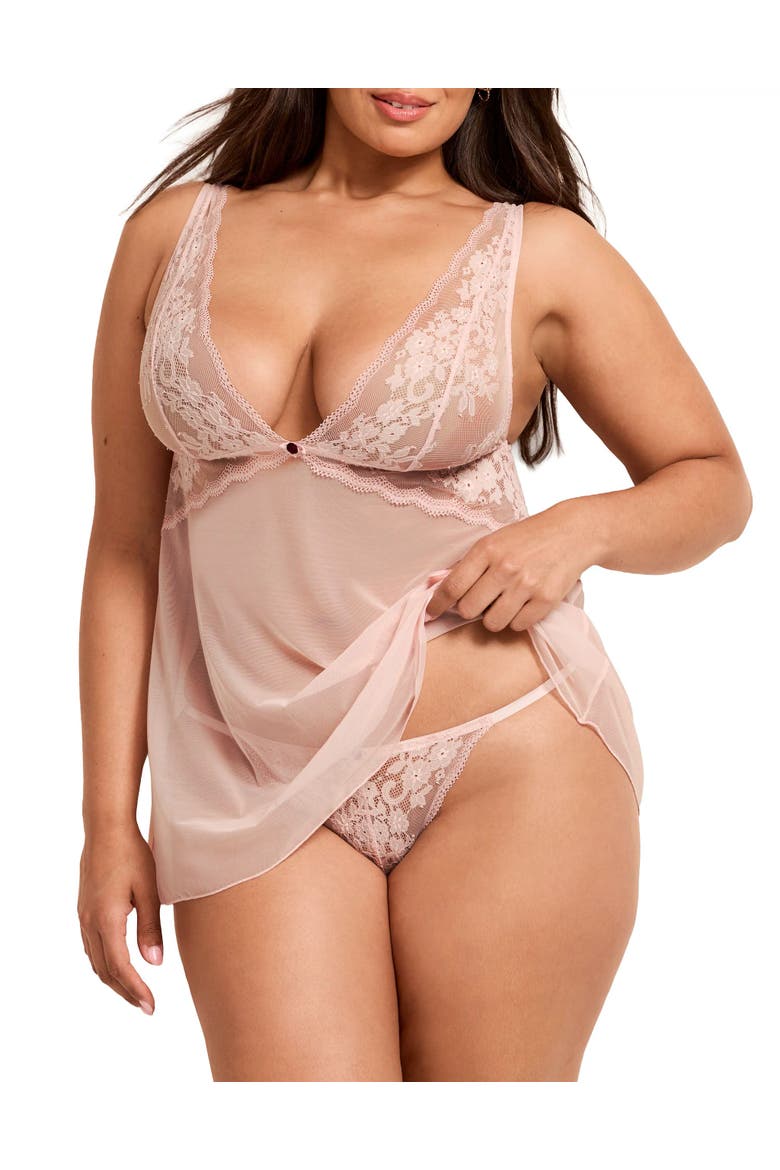 Nedda Babydoll Lingerie, Alternate, color, Light pink