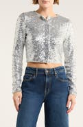 Good American Cluster Sequin Crop Cardigan