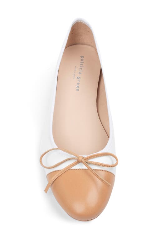 Shop Patricia Green Tropez Cap Toe Ballet Flat In White/natural