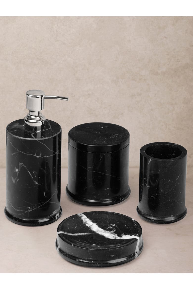 Marquina Marble Bath Accessories, Set of 4, Main, color, Black