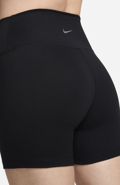 Shop Nike One Elemental Dri-fit High Waist Bike Shorts In Black/black