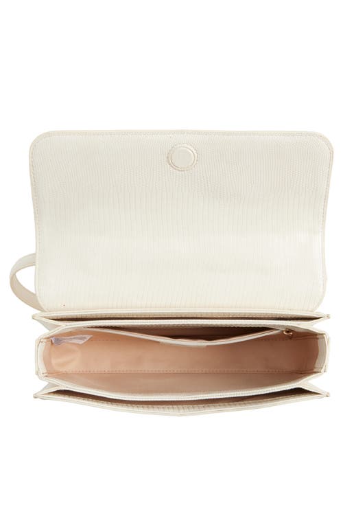 Sam Edelman Loraine Flap Embossed Faux Leather Shoulder Bag In White
