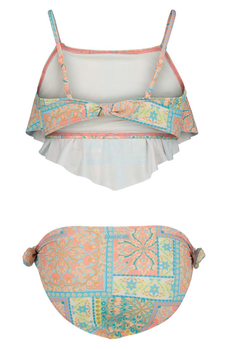 Billabong Kids' Girls Take It Back Ruffle Two-Piece Swimsuit, Alternate, color, Desert Flower