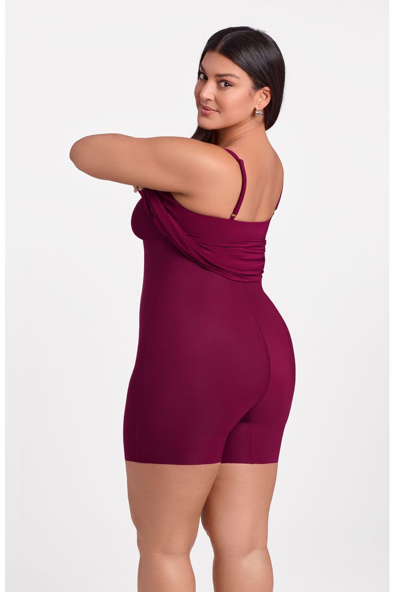 Sculpting Shapewear Scoop Neck Cami Mini Dress, Alternate, color, Cherry Mocha
