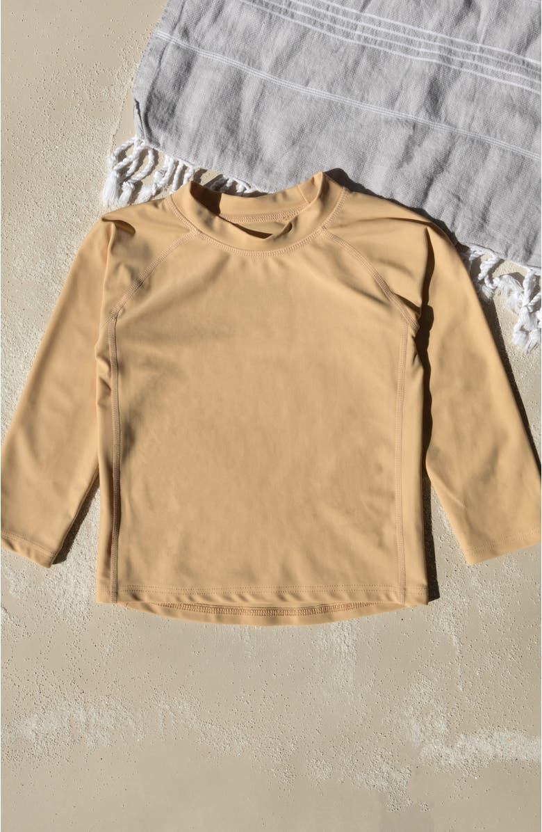 Leveret Kids Long Sleeve Rash Guard, UPF 50+ Swim Shirt, Alternate, color, Beige