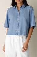 Eileen Fisher Classic Collar Short Sleeve Button-Up Shirt