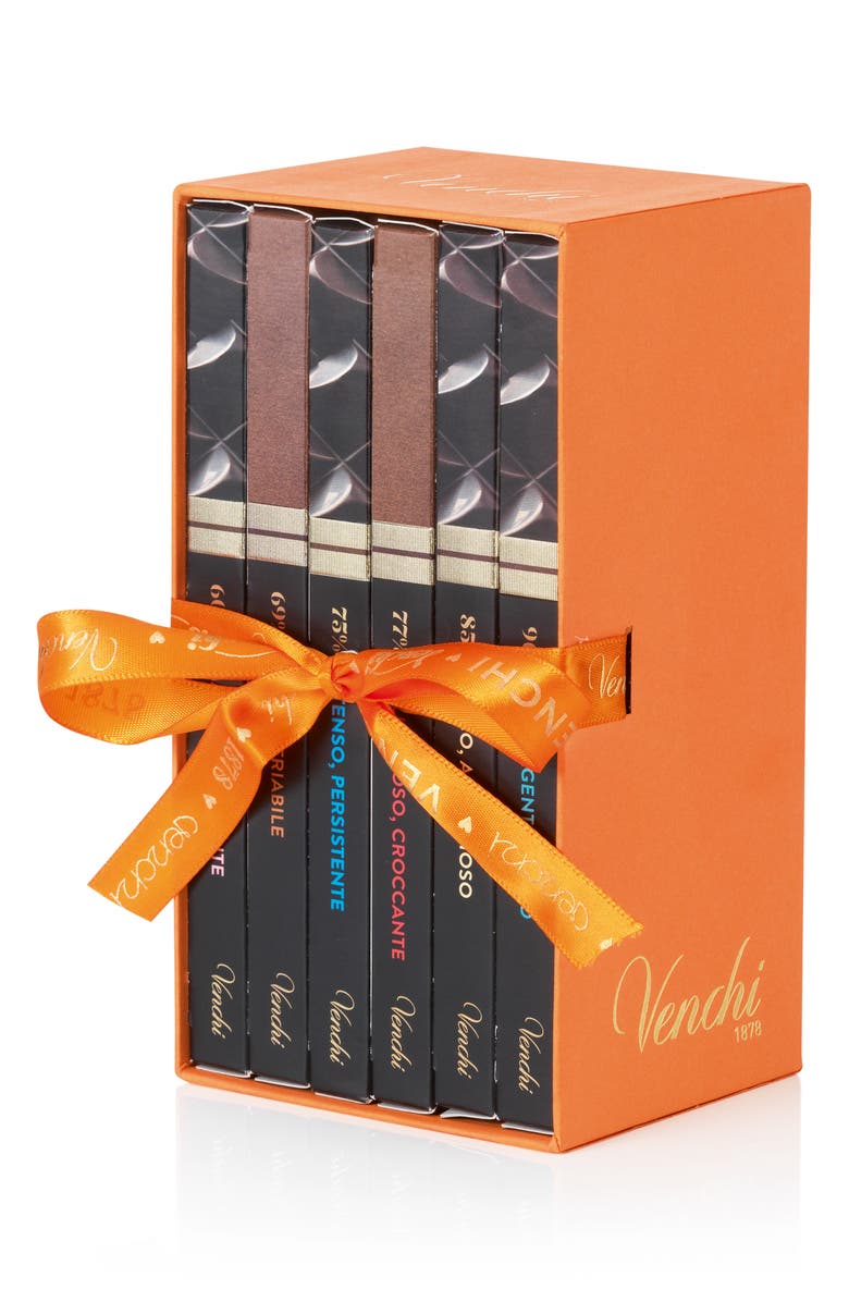 Venchi Bookcase Assorted 6-Piece Extra Dark Chocolate Bars, Alternate, color, Multi