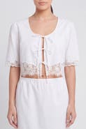 nuaje nuaje Soleil Lace Trim Tie Front Cotton Top