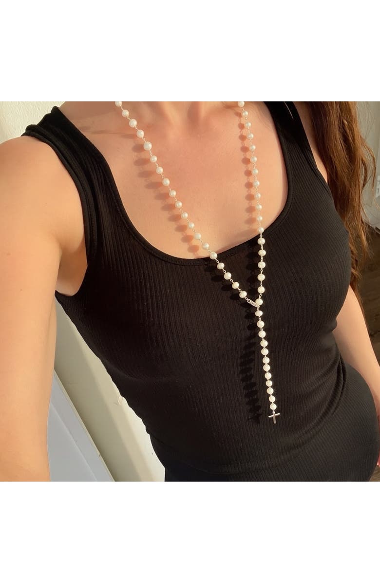 Leni James The Calista Convertible Pearl Rosary Necklace, Alternate, color, White