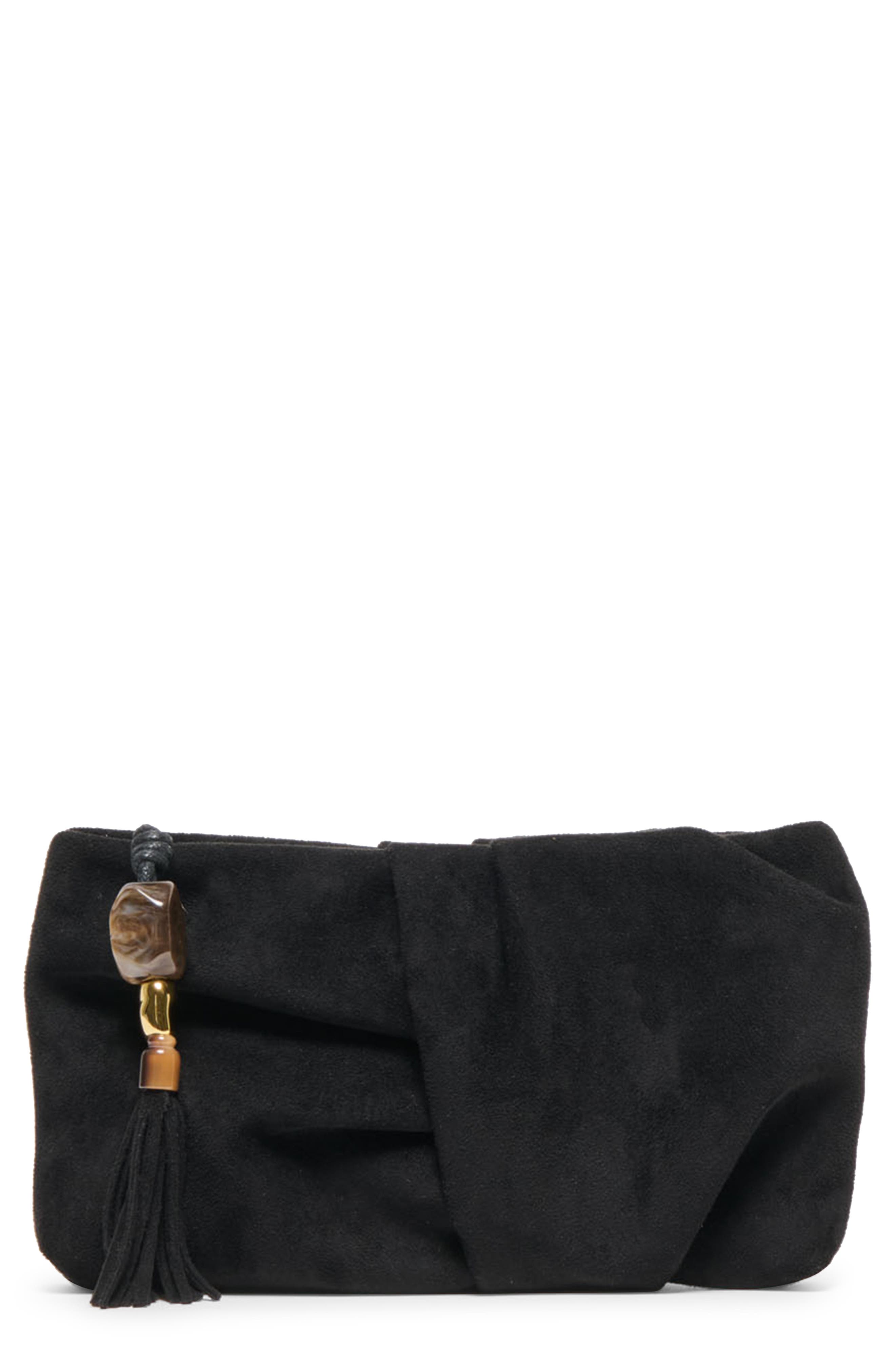 Dolce Vita Louela Tassel Clutch, Main, color, Black