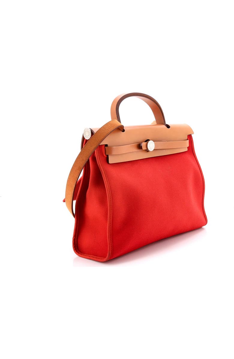 Pre-Owned Hermes Herbag Zip Leather and Toile 31, Alternate, color, Rouge Tomate