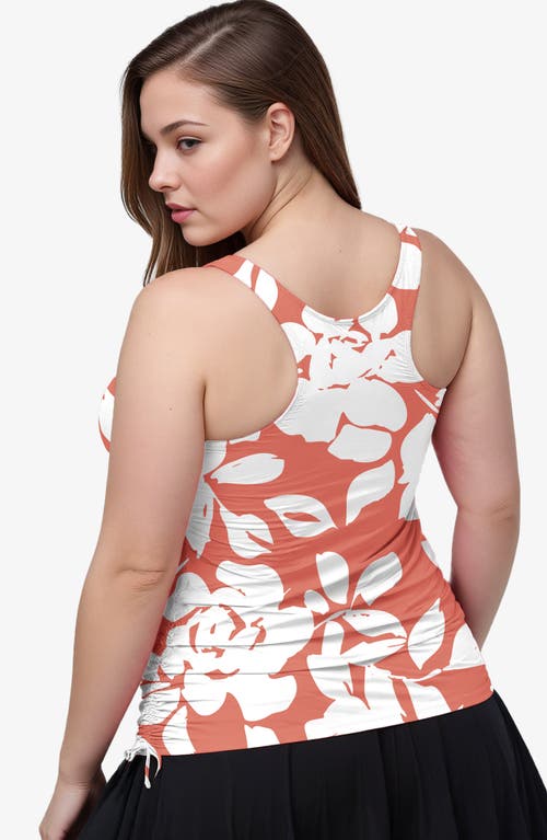 Calypsa Plus Size Maya Tankini Swim Top With Built-in Bra In Brown