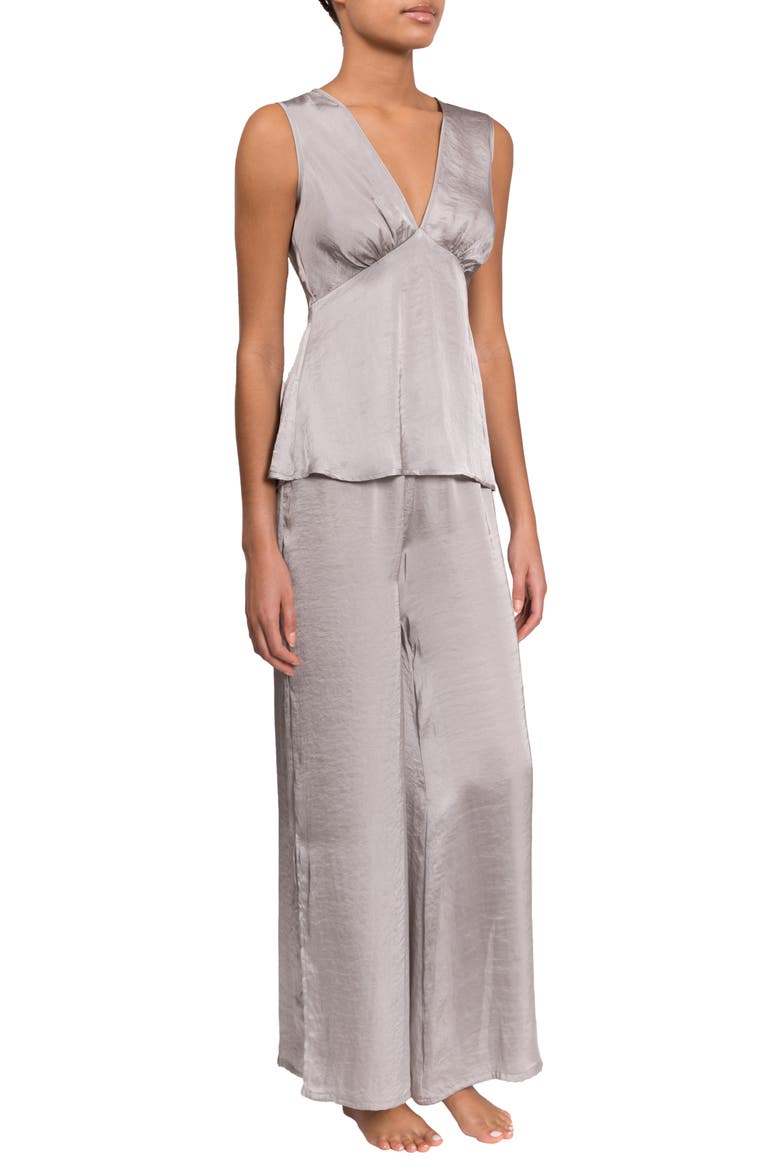 Wide Leg Satin Pajamas, Alternate, color, OYSTER GREY