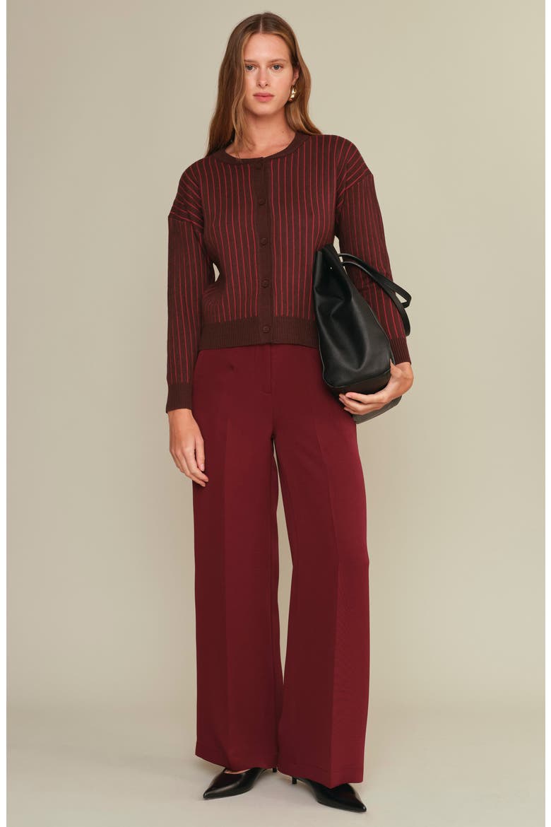 Moe Stripe Cardigan, Alternate, color, CACAO WITH MALBEC