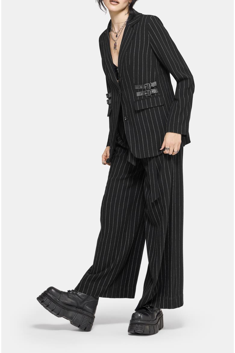Charli Pinstripe Straight Leg Trouser, Alternate, color, Black