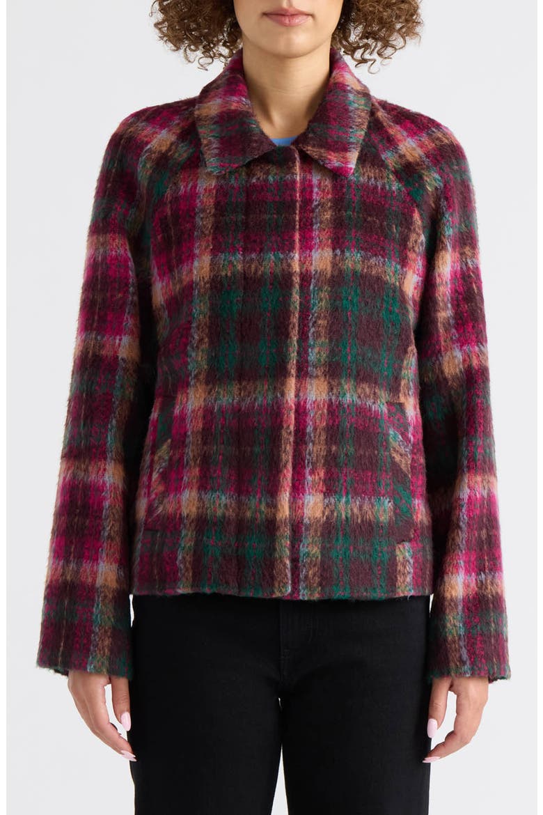 Skye Brushed Faux Wool Plaid Jacket, Main, color, FUCHSIA PLAID