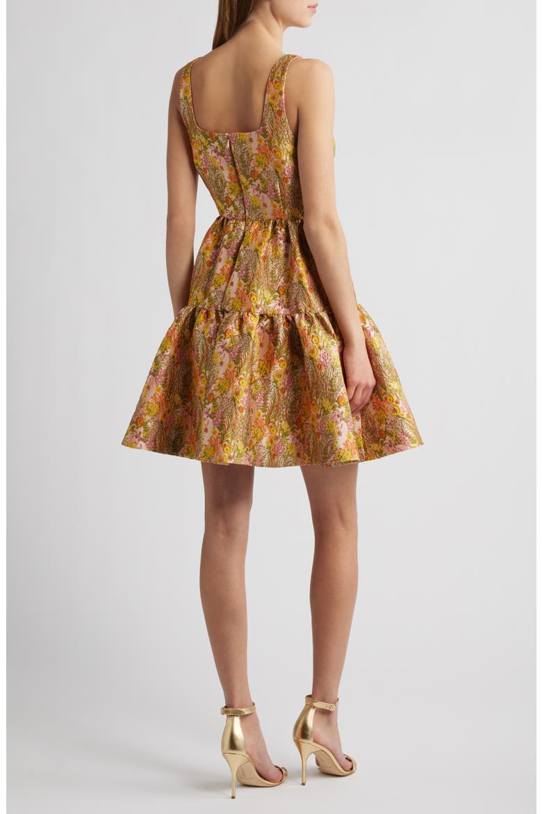 Garden Brocade Fit & Flare Minidress, Alternate, color, BEIGE MULTI FLORAL