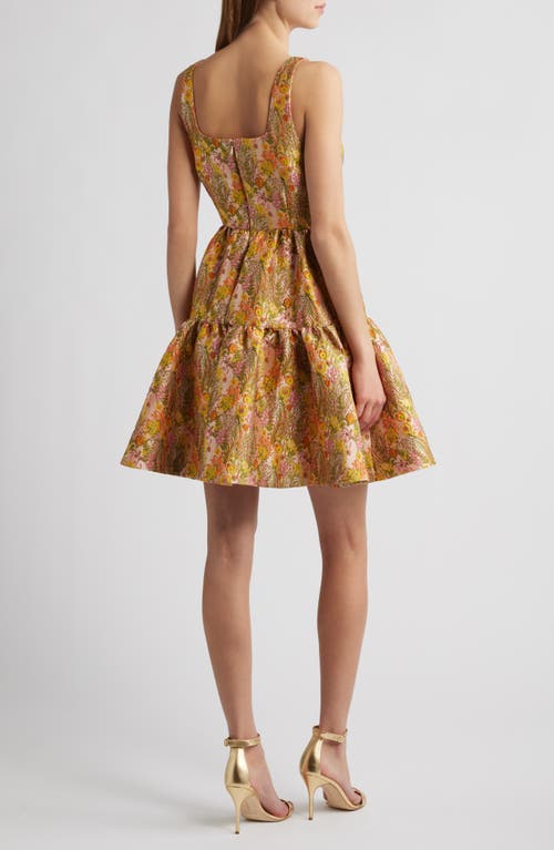 Chelsea28 Garden Brocade Fit & Flare Minidress In Beige Multi Floral