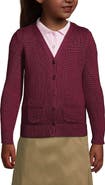 Lands' End School Uniform Girls Cotton Modal Button Front Cardigan Sweater
