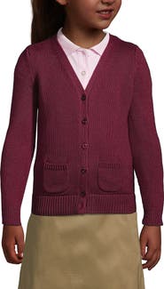 Lands' End School Uniform Girls Cotton Modal Button Front Cardigan Sweater
