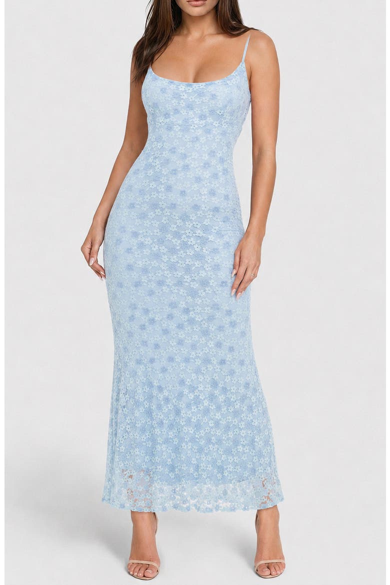 Daisy Lace Bodycon Maxi Dress, Main, color, BLUE