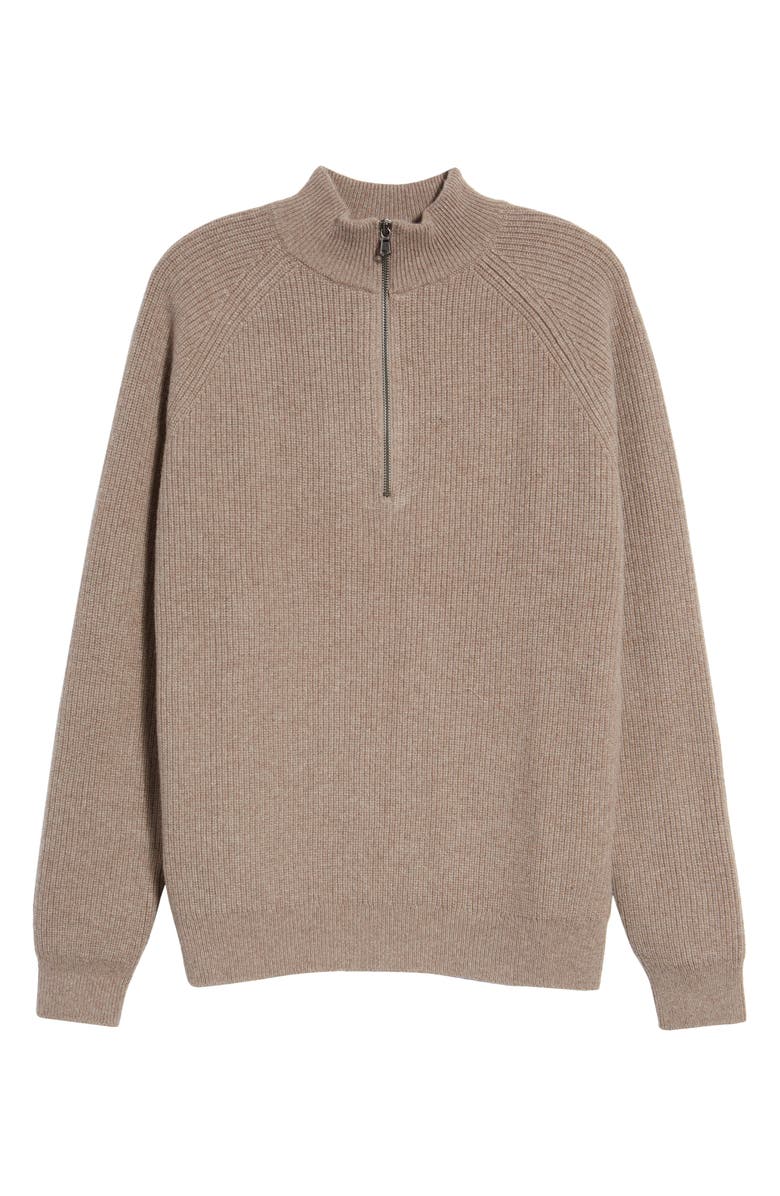 Sunspel Half Zip Lambswool & Cashmere Rib Sweater, Alternate, color, 