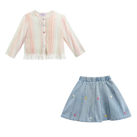 Multicolor Skort Cardigan Set (Toddler & Little Kid)