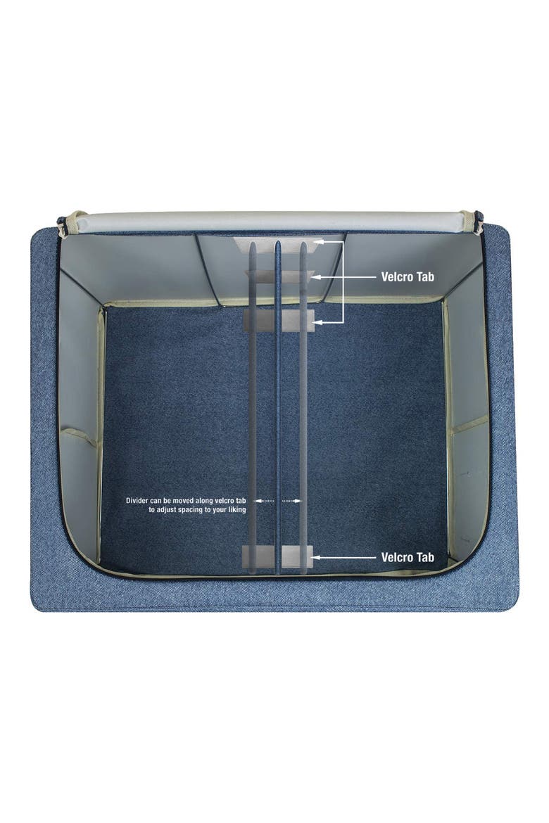 Set of 2 Stackable Foldable Organizer Bins, Alternate, color, BLUE