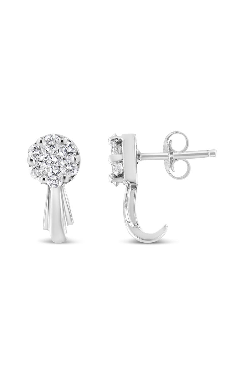 Haus of Brilliance 14K Gold 3/4 Cttw Diamond Floral Cluster Drop and Dangle Stud Earrings, Alternate, color, White