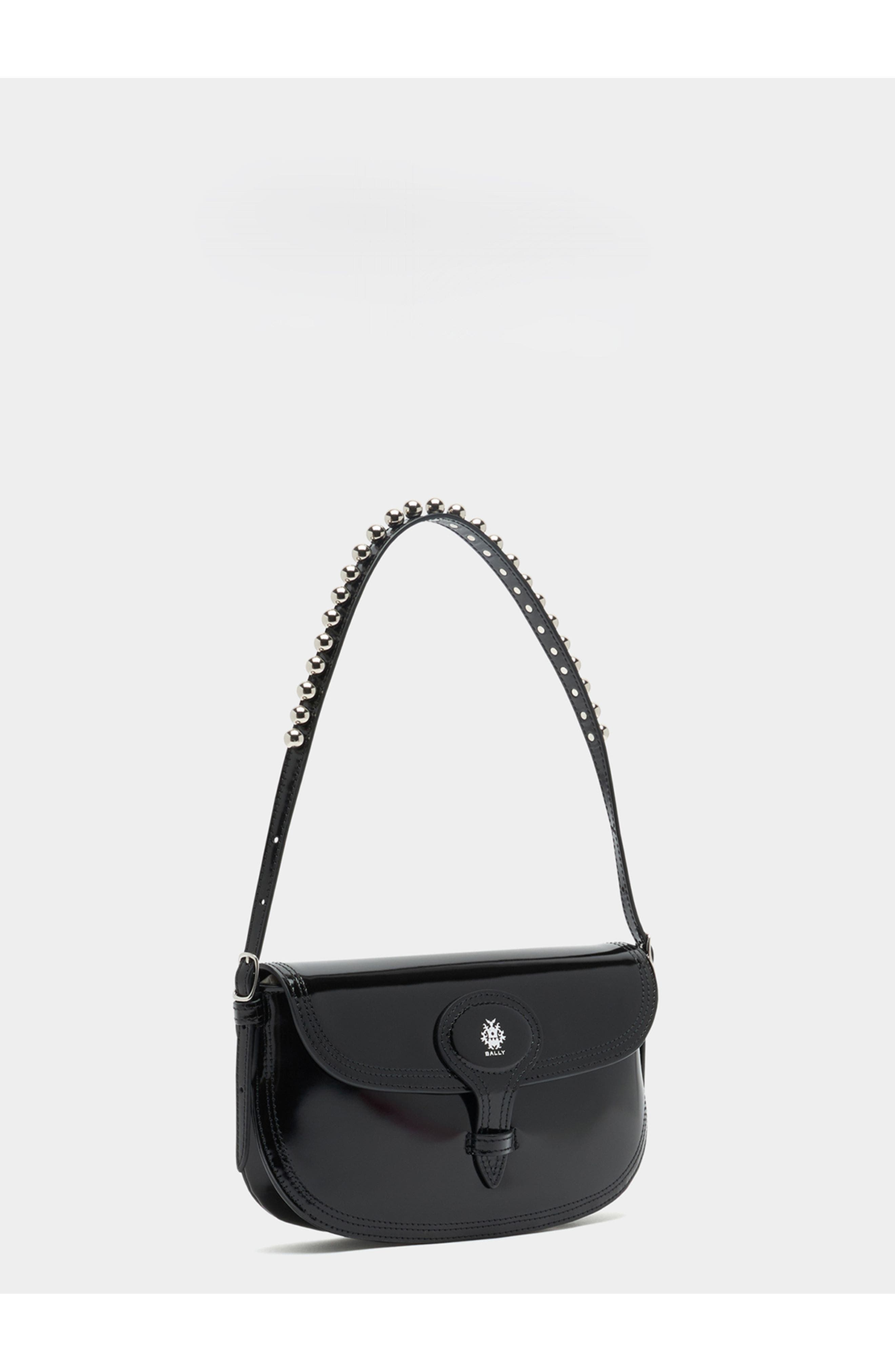 Bally Beckett Small Shoulder Bag in Brushed Leather, Alternate, color, Black+Palladio