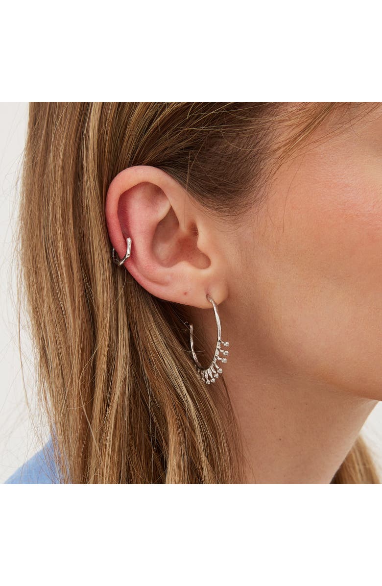 Spero London Bone Shape Hexagonal Huggie Hoop Earrings in Sterling Silver, Alternate, color, 